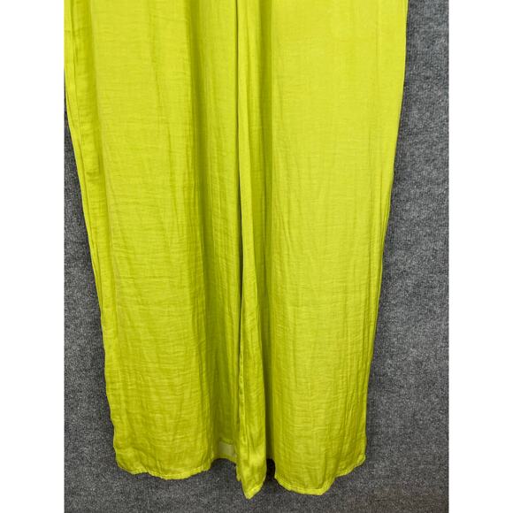 JOIE Lime Green Wide Leg Pleated Satin Pants Women's SP - Picture 3 of 12
